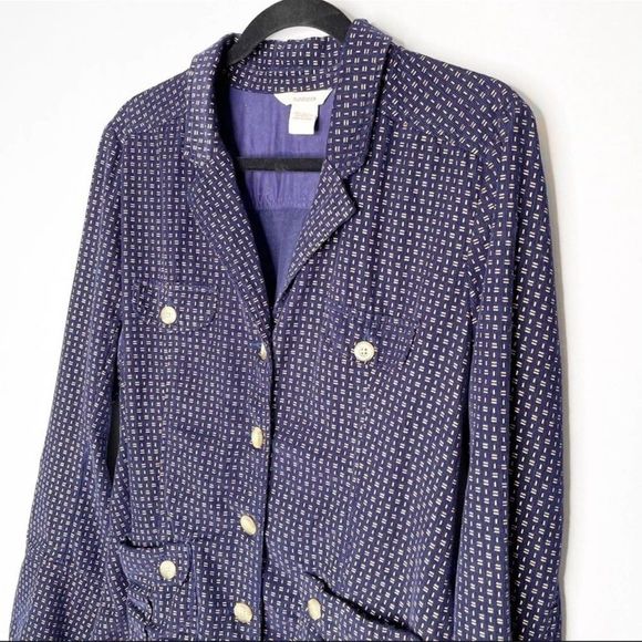 Sundance Navy Corduroy Mini Gold Pattern Jacket Size L - Picture 4 of 14
